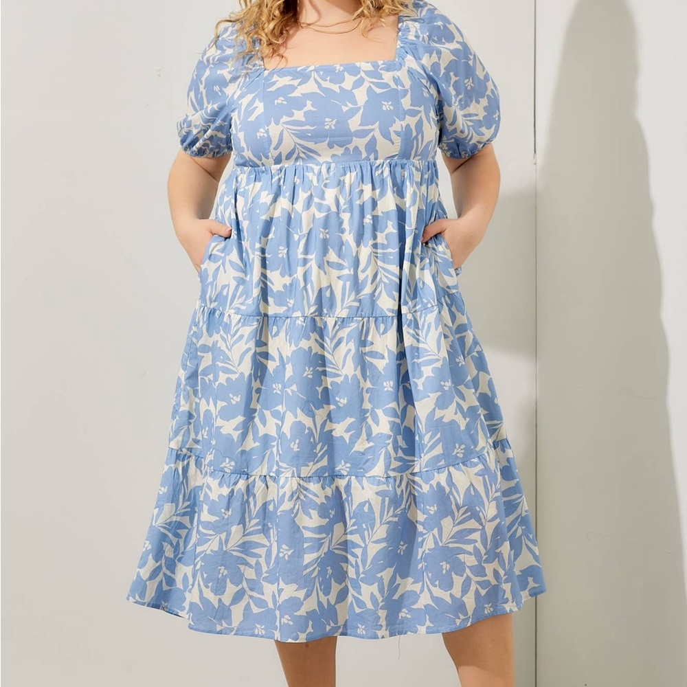 Blue and White Floral Dress